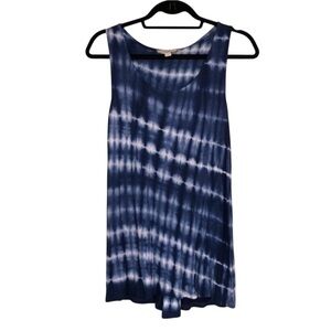 Olive & Oak Soft Blue Tie Dye Tank Top Button Back Stretch Womens size Small